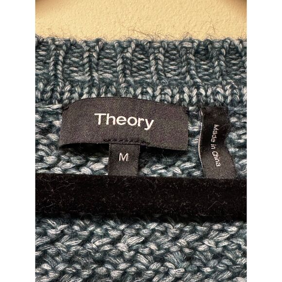 THEORY Slouchy V-Neck Cloud Sweater, Marled Green, Sz M - Picture 5 of 8